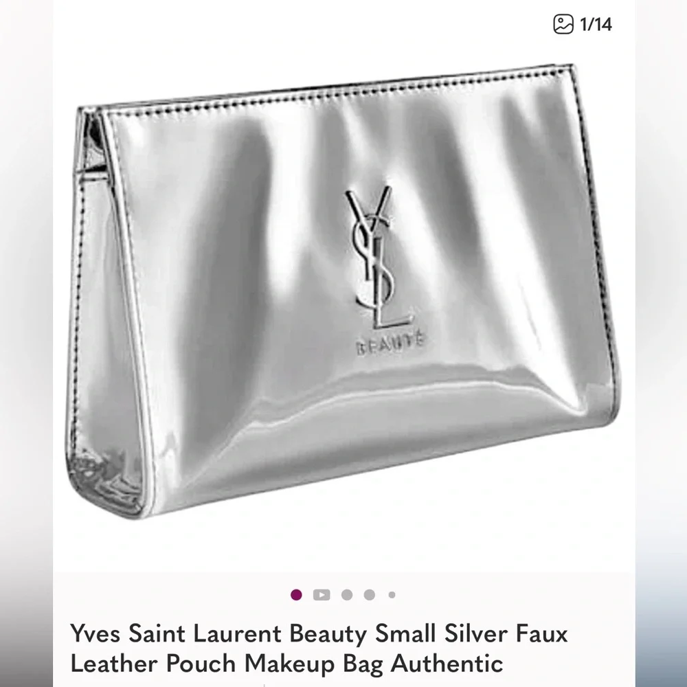 Yves Saint Laurent Silver Cosmetic Case new comes with 2 luxury beauty items